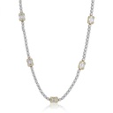 Colar Riviera Caixa Coroa 15 Diamantes Baguetes 0,63ct 10 Trapézios 0,18ct 84 Brilhantes 1,29ct com Corrente 40cm 7,82g Ouro Branco e Amarelo 18k - Coleção Rivieras