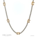 Colar Riviera Caixa Coroa 15 Diamantes Baguetes 0,63ct 10 Trapézios 0,18ct 84 Brilhantes 1,29ct com Corrente 40cm 7,82g Ouro Branco e Amarelo 18k - Coleção Rivieras