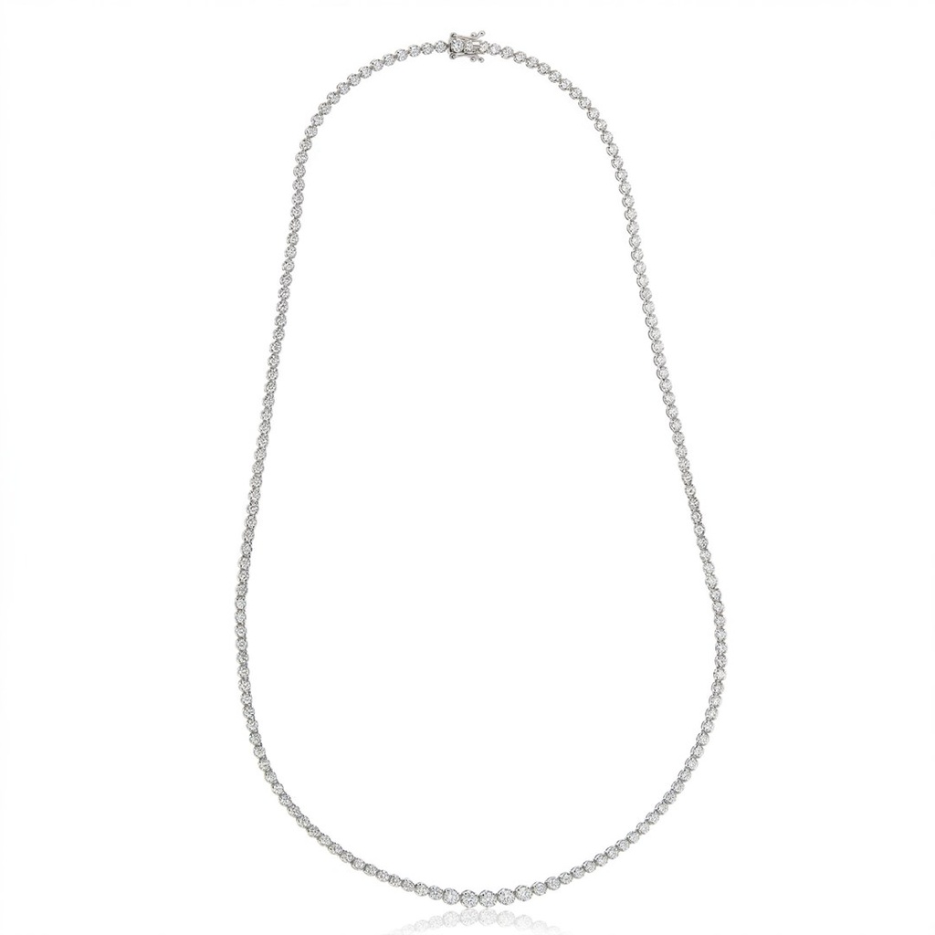 Colar Riviera Caixa Coroa 159 Brilhantes 2,96ct 44cm 11,12g Ouro Branco 18k - Coleção Rivieras