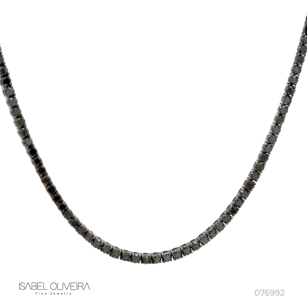 Colar Riviera Cartier 206 Brilhantes Black 12,23ct 50cm 21,00g Ouro Branco 18k - Coleção Rivieras
