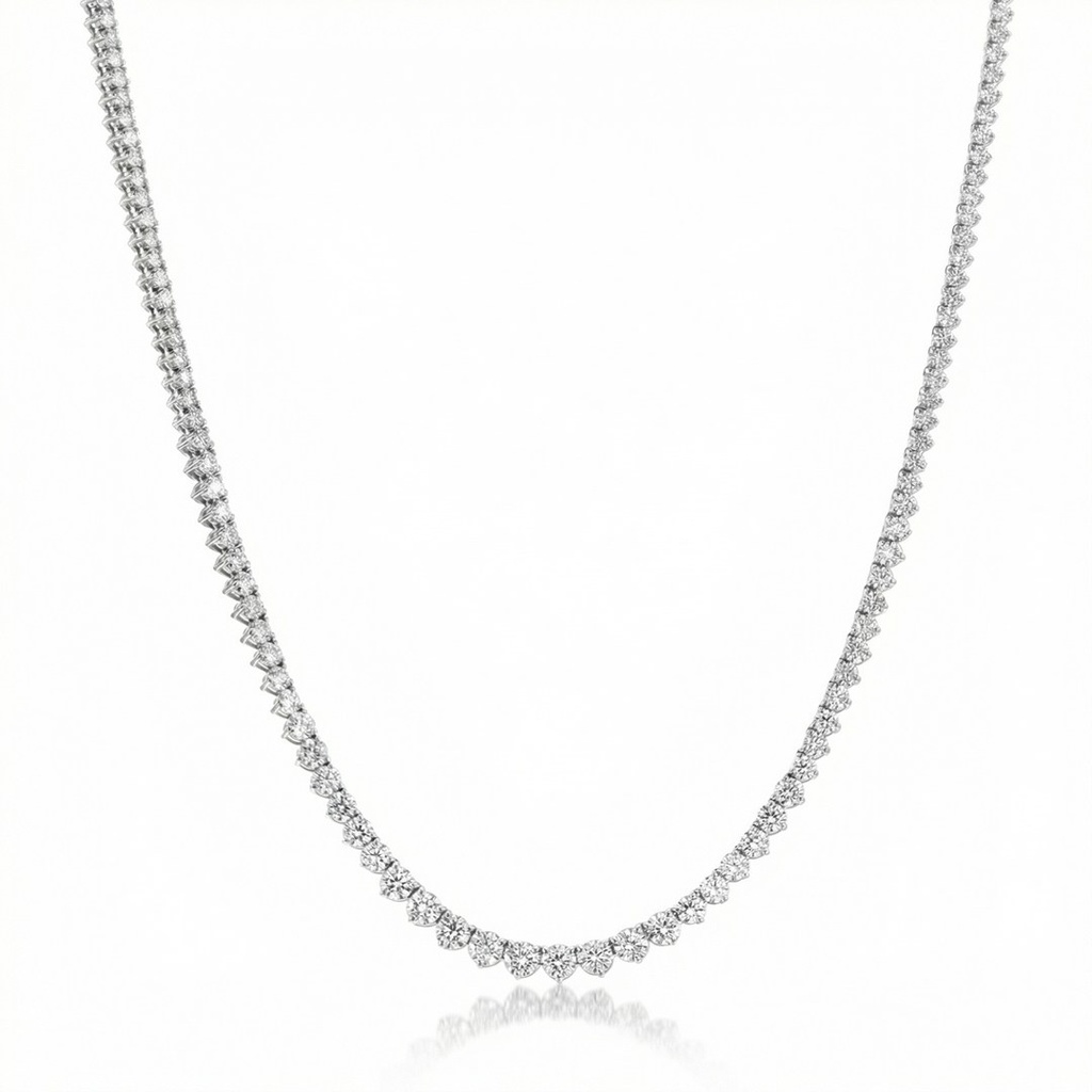 Colar Riviera Tulipa Degradê 11 a 3pts 191 Brilhantes 7,21ct H VS2 40cm 16,62g Ouro Branco 18k - Coleção Rivieras