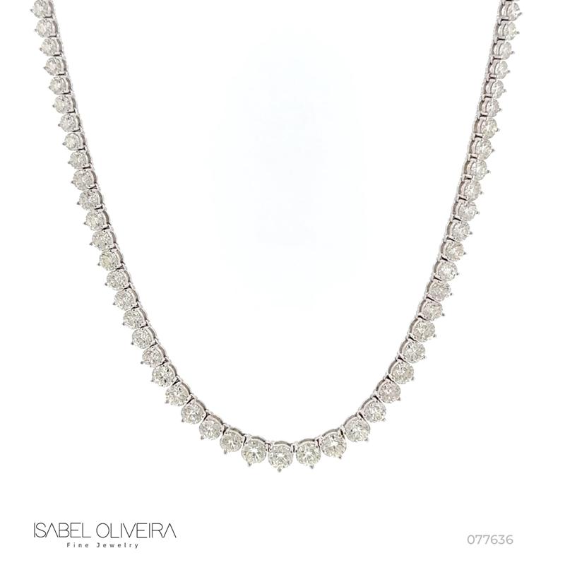 Colar Riviera Degrade 30 a 8PTS 113 Brilhantes 14,60CT G VS1 39CM 22,50G Ouro Branco 18K - Coleçao Rivieras