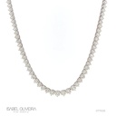 Colar Riviera Degrade 30 a 8PTS 113 Brilhantes 14,60CT G VS1 39CM 22,50G Ouro Branco 18K - Coleçao Rivieras
