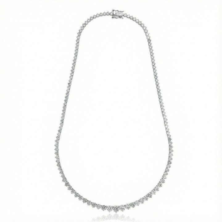 [075066] Colar Riviera Degradê 50pts a 7pts 132brilhantes 14,96ct g H VS1 VS2 VVS1 40cm 20,64g Ouro Branco 18k - EGL 1701346527 / 1701351018 / 1701796738 - Coleção Rivieras