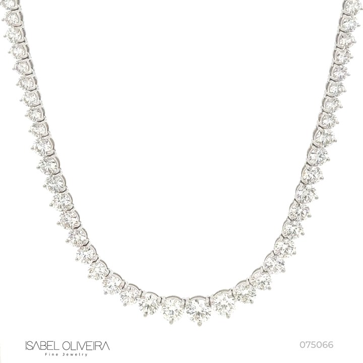 Colar Riviera Degradê 50pts a 7pts 132brilhantes 14,96ct g H VS1 VS2 VVS1 40cm 20,64g Ouro Branco 18k - EGL 1701346527 / 1701351018 / 1701796738 - Coleção Rivieras