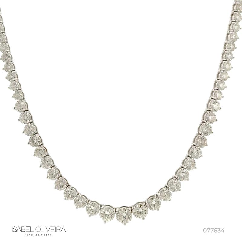 Colar Riviera Degrade 50PTS a 7PTS 132BRILHANTES 14,96CT G H VS1 VS2 VVS1 40CM 20,64G Ouro Branco 18K - Coleçao Rivieras