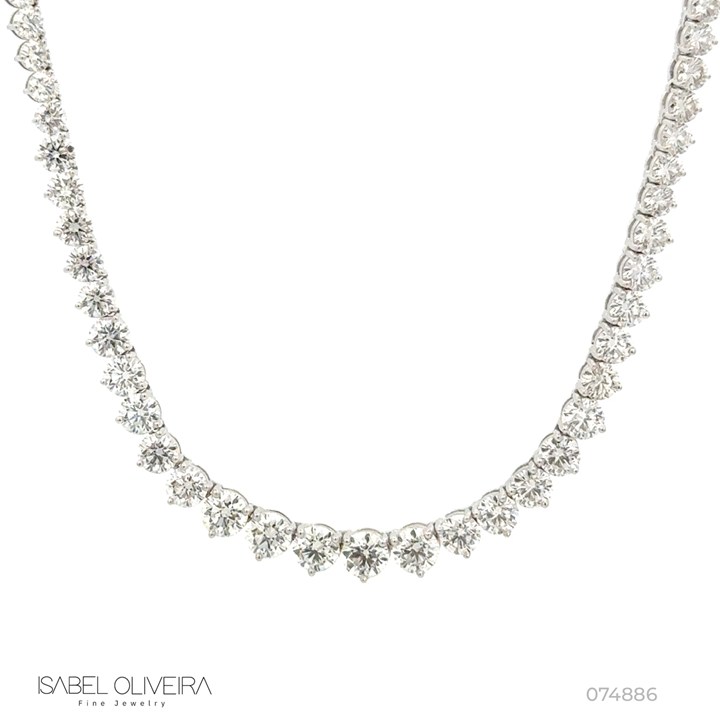 Colar Riviera Degrade 52 Brilhantes 7,67CT H VS2 com Corrente Elos Ovais 40CM 11,71G Ouro Branco e Amarelo 18K - Coleçao Rivieras