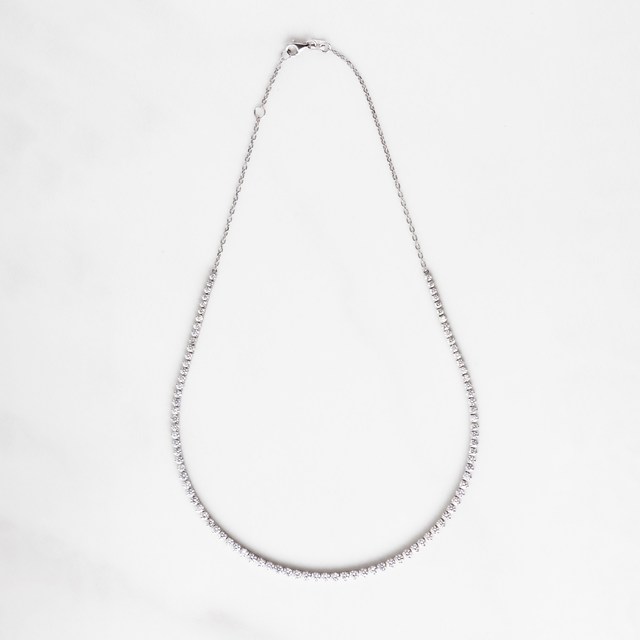 [072524] Colar Riviera Degradê 7 a 3pts 93 Brilhantes 4,88ct g VS1 Corrente Cartier 40cm 9,78g Ouro Branco 18k - Coleção Rivieras