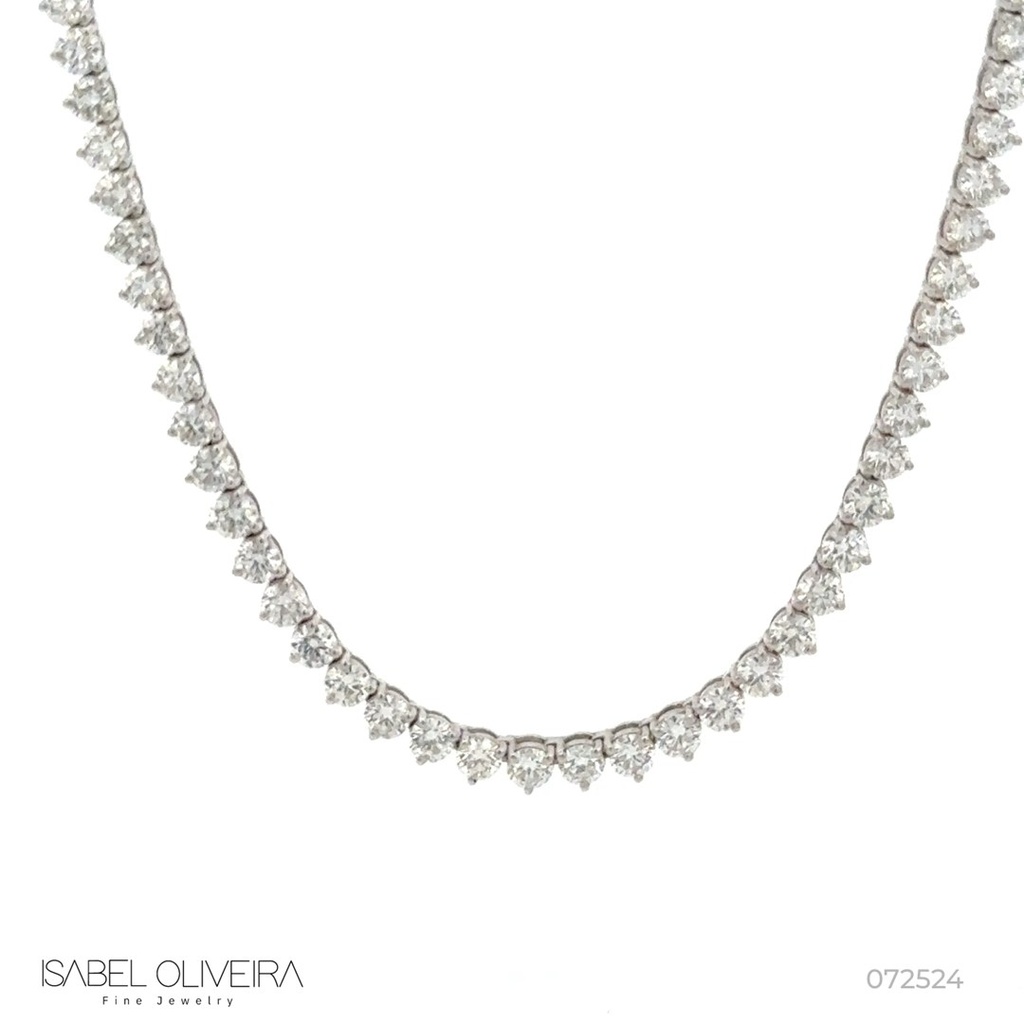 Colar Riviera Degradê 7 a 3pts 93 Brilhantes 4,88ct g VS1 Corrente Cartier 40cm 9,78g Ouro Branco 18k - Coleção Rivieras