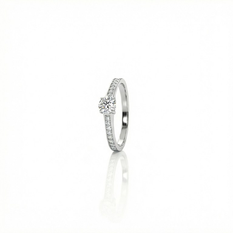 [067755] 30-Anel Solitário Brilhante 0,30ct 16 Brilhantes 0,16ct H SI1 2,31g Ouro Branco 18k - Coleção Only You