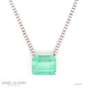 Colar Riviera Esmeralda Colombiana Octogonal 32,12CT 90 Brilhantes 2,69CT H SI1 48CM 22,82G Ouro Branco 18K - Certificado Jane PJG727-23 - Coleçao Colombia Emerald
