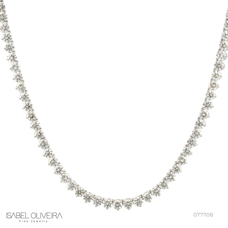 Colar Riviera Tulipa Inteira 131 Brilhantes 14,41CT H VS2 40,5CM 21,94G Ouro Branco 18K - Coleçao Rivieras