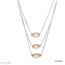 Colar Triplo 9 Diamantes Trapézios 0,23ct 90 Brilhantes 0,60ct 43cm 4,53g Ouro Branco 18k - Coleção Onassis