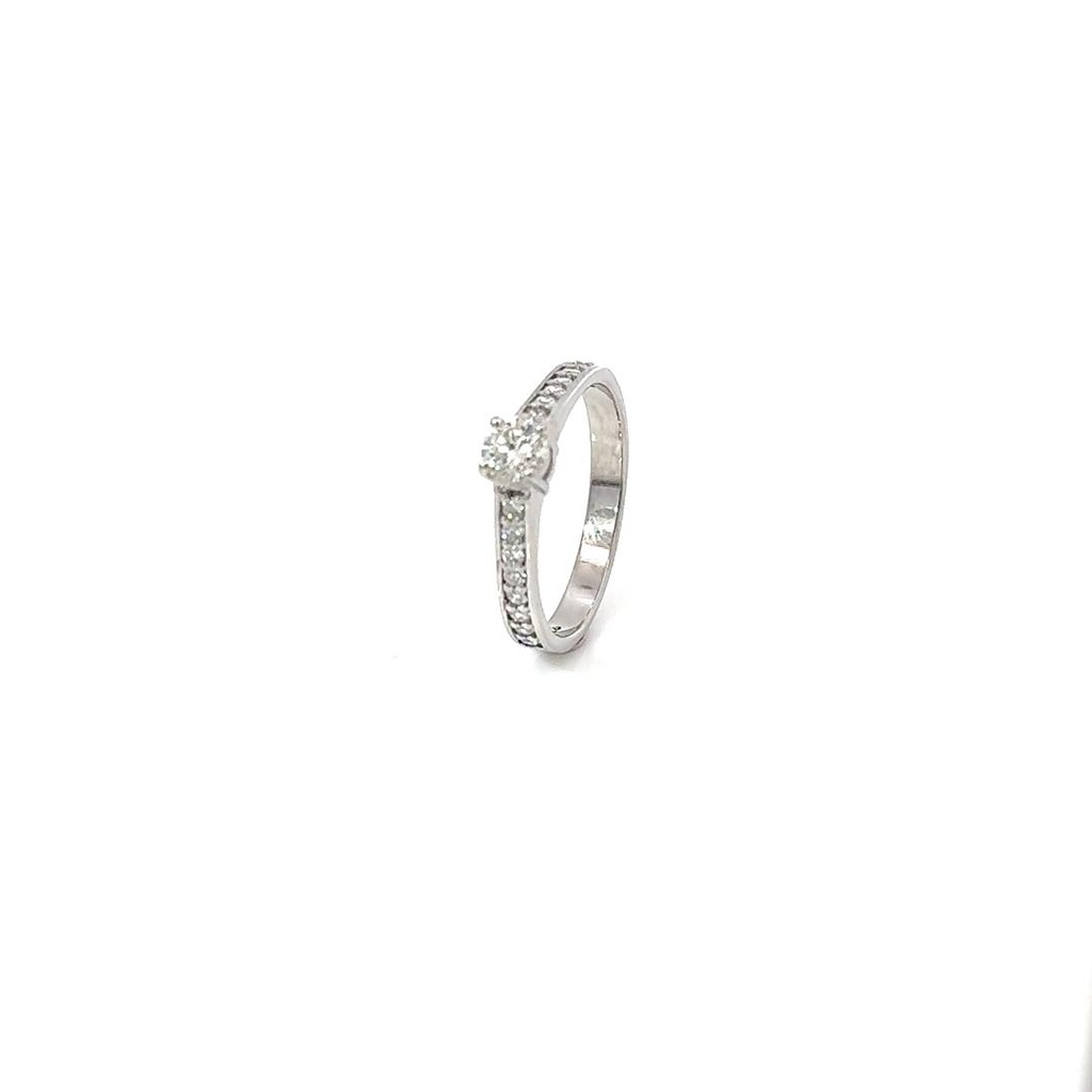 [071804] 30-Anel Solitário Brilhante 0,31ct H VS2 16 Brilhantes 0,23ct g VS1 2,70g Ouro Branco 18k - Coleção Only You- Certificado EGL 1701389029