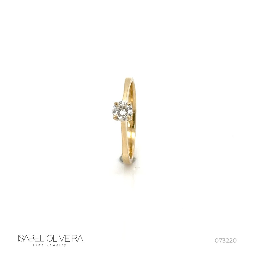 [073220] 30-Anel Solitário Brilhante 0,32ct F VS 1,93g Ouro Amarelo 18k - Coleção Only You