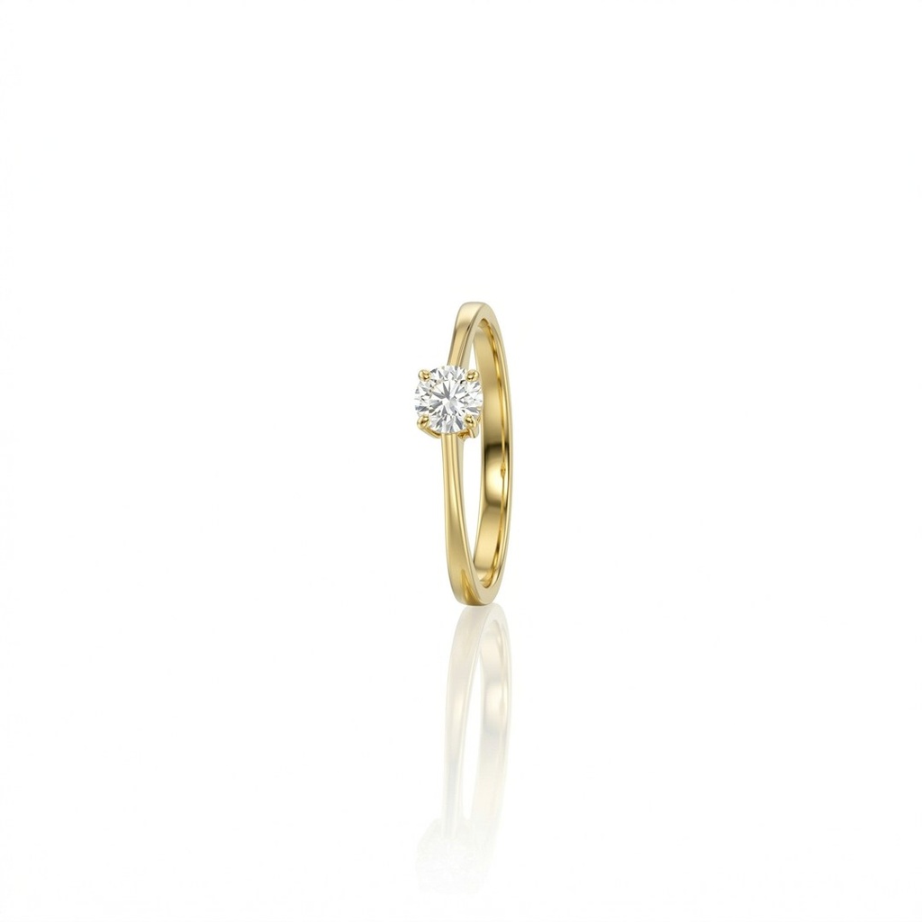 [073220] 30-Anel Solitário Brilhante 0,32ct F VS 1,93g Ouro Amarelo 18k - Coleção Only You