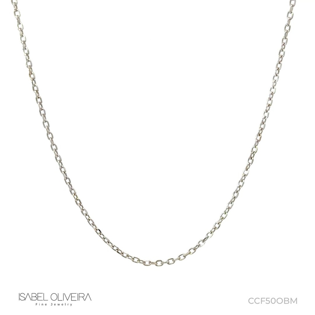 Corrente Cartier M 50cm 3,30 a 3,50g Ouro Branco 18k - Coleção Elos