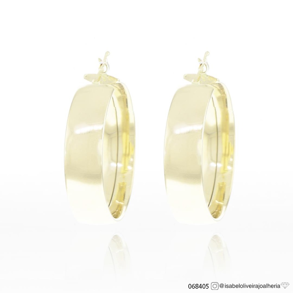 Argola Meia Cana 30mm Ouro Amarelo 18k
