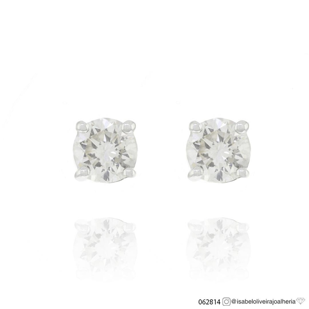 30-Brinco Solitário 2 Brilhantes 0,60ct g VS1 1,46g Ouro Branco 18k - Coleção Only You