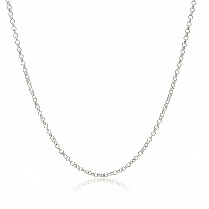 Corrente Elo Português M 45cm 3,70g a 4,10g Ouro Branco 18k - Coleção Elos