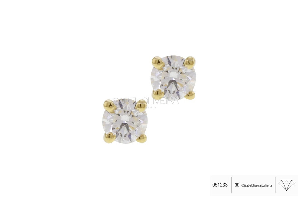 30-Brinco Solitário 2 Brilhantes 0,68ct Cor F VS1 2,0g Ouro Amarelo 18k - Coleção Only You