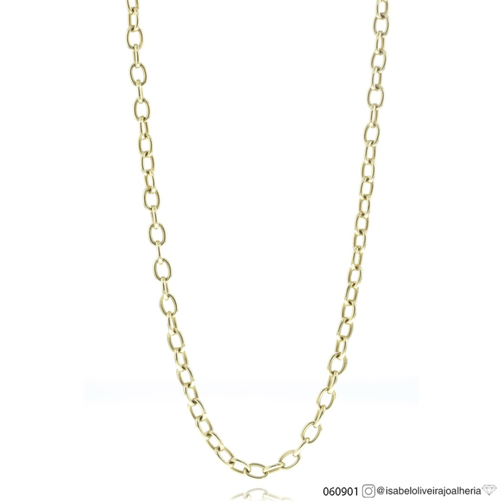 Corrente Elos Ovais Ocos 42cm 13,80g Ouro Amarelo 18k - Coleção Elos Power