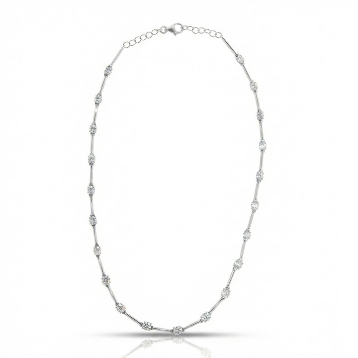 30-Colar Faca Degradê 21 Brilhantes 5,14ct H VS2 19,96g 45cm Ouro Branco 18k - Coleção Rivieras