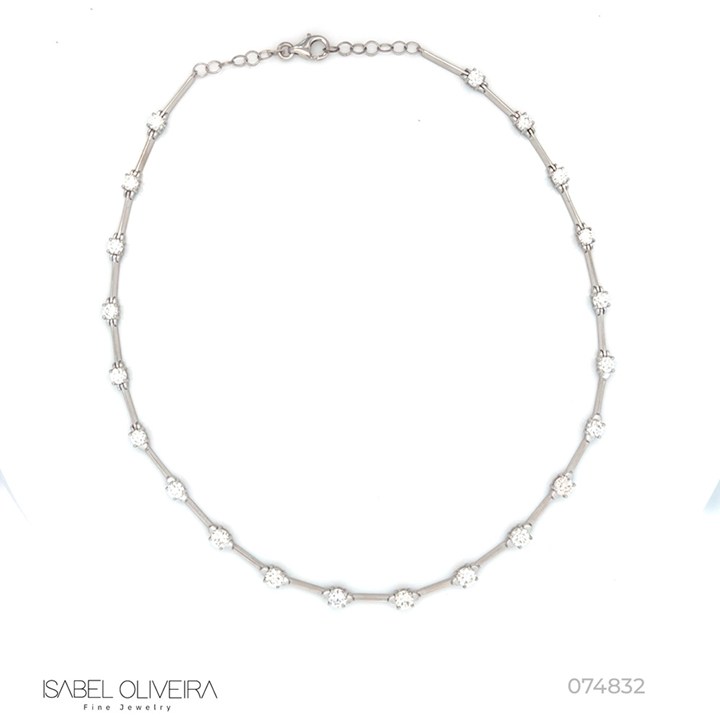 30-Colar Faca Degradê 21 Brilhantes 5,14ct H VS2 19,96g 45cm Ouro Branco 18k - Coleção Rivieras