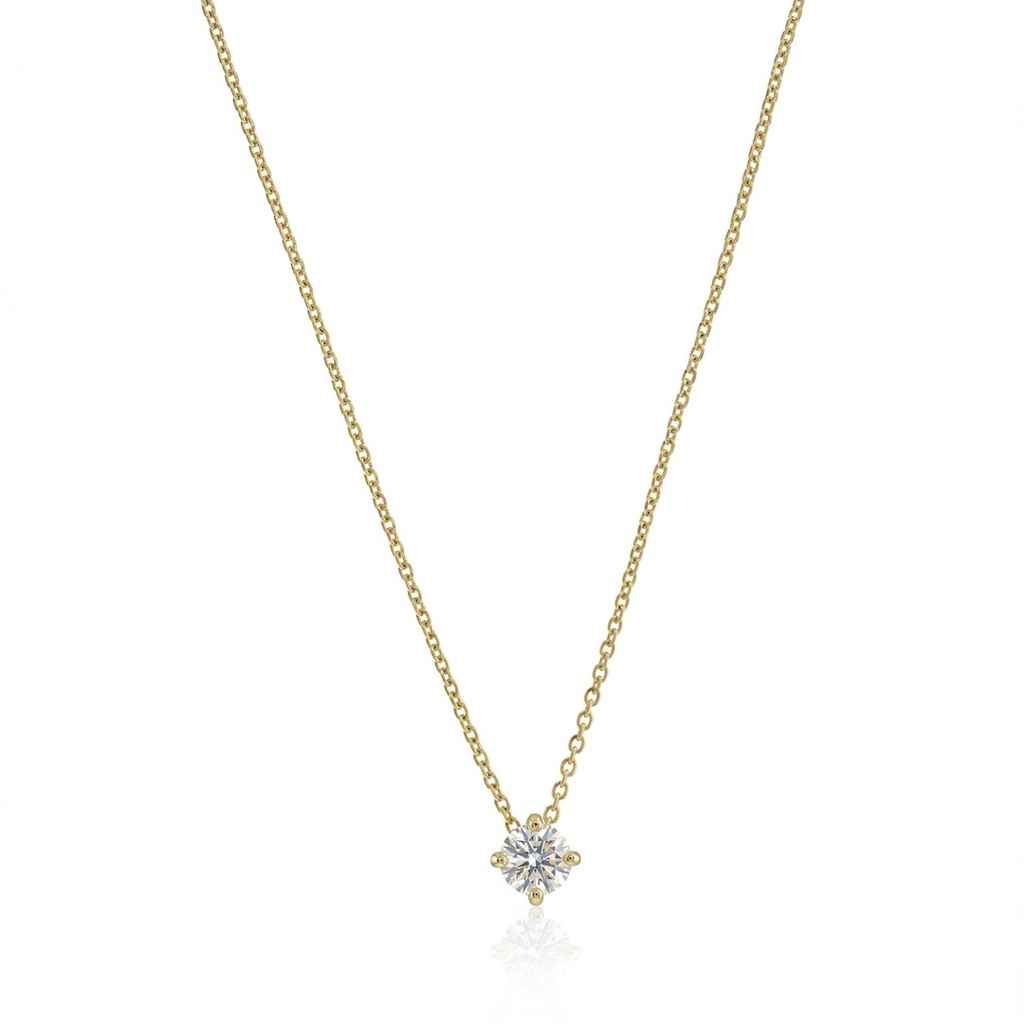 30-Colar Ponto de Luz Brilhante 0,31ct H VS2 Corrente Cartier 46cm 2,01g Ouro Amarelo 18k - Coleção Only You