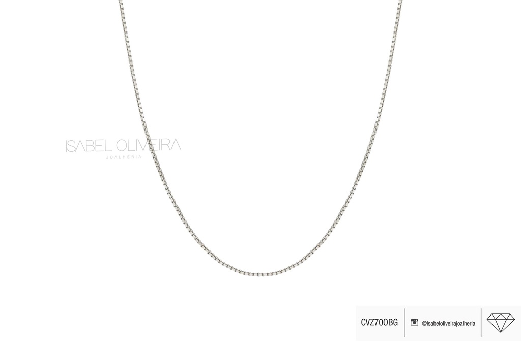 Corrente Veneziana G 70CM 3,40 a 4,200G Ouro Branco 18K - Coleçao Elos