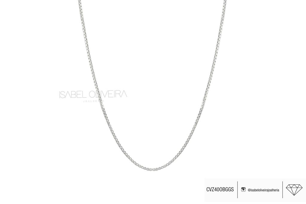 Corrente Veneziana GG 40CM 3,40 a 3,60G Ouro Branco 18K - Coleçao Elos