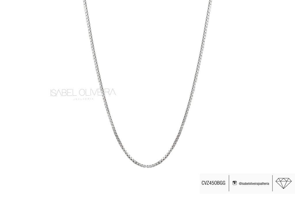 Corrente Veneziana GG 45CM 3,70G a 4,20G Ouro Branco 18K - Coleçao Elos