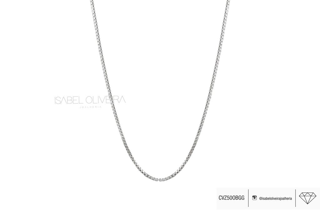 Corrente Veneziana GG 50CM 4,0 a 4,50G Ouro Branco 18K - Coleçao Elos
