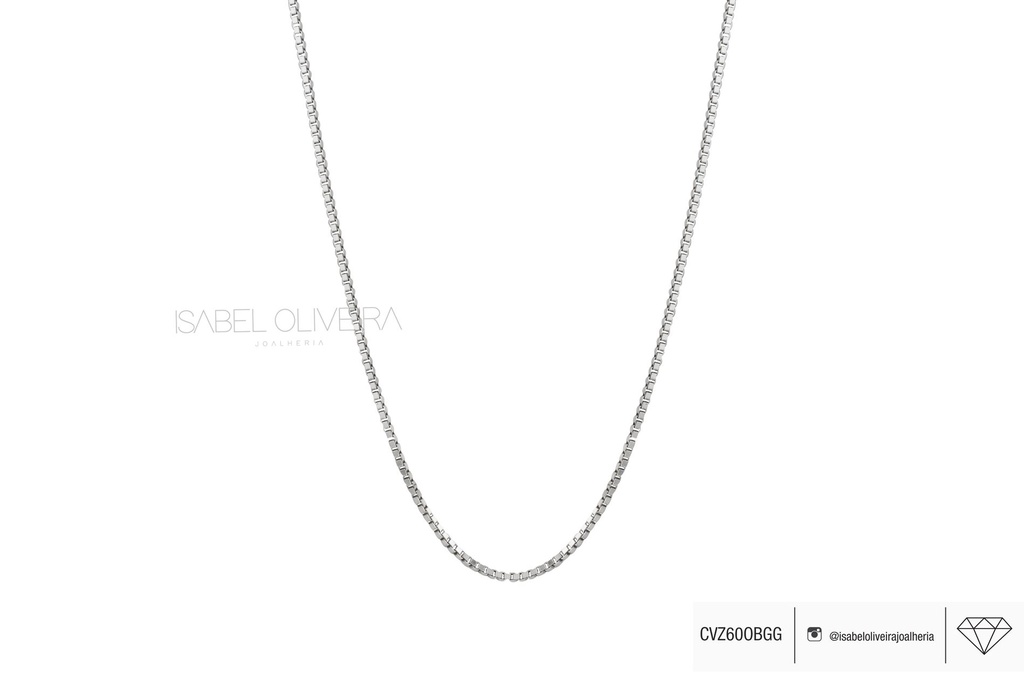 Corrente Veneziana GG 60CM 4,80 a 5,60G Ouro Branco 18K - Coleçao Elos