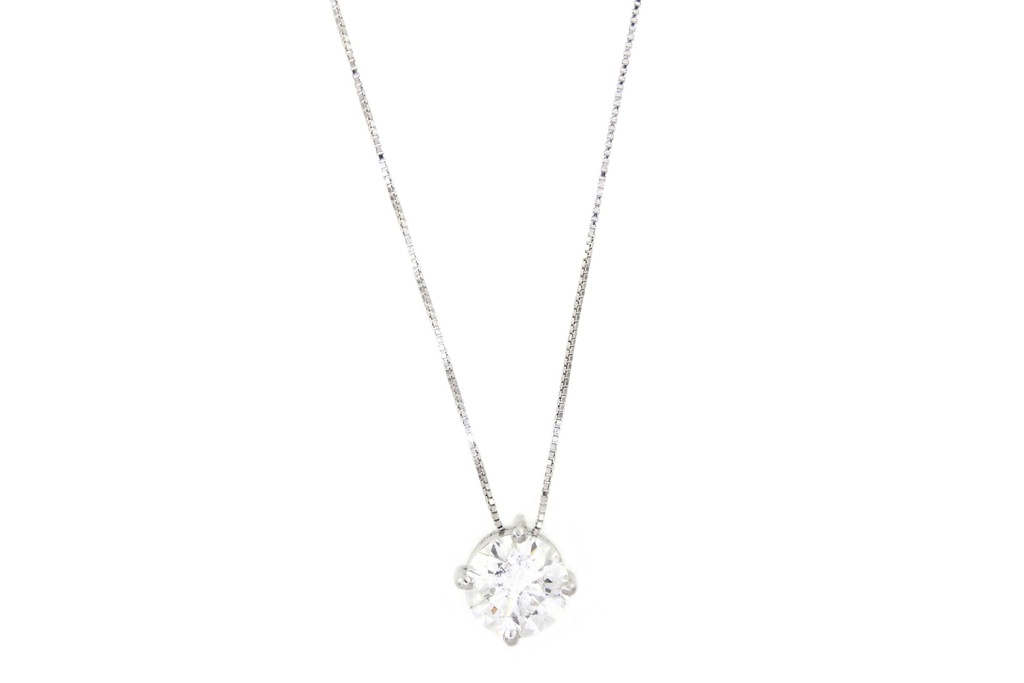 30-COLAR Ponto de Luz Brilhante 0,31CT H VS2 Corrente Veneziana 45CM 1,70G Ouro Branco 18K - Coleçao Only You