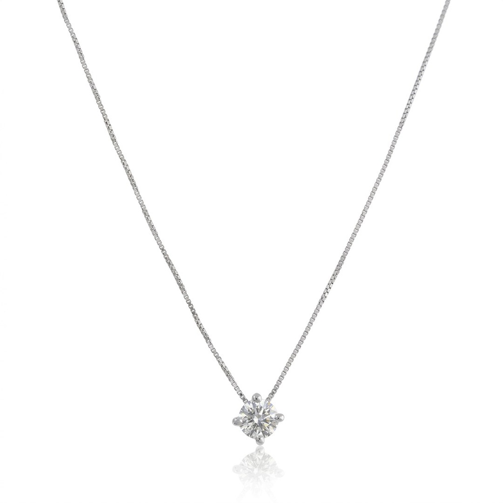 [047356] 30-Colar Ponto de Luz Brilhante 0,31ct H VS2 Corrente Veneziana 45cm 1,70g Ouro Branco 18k - Coleção Only You
