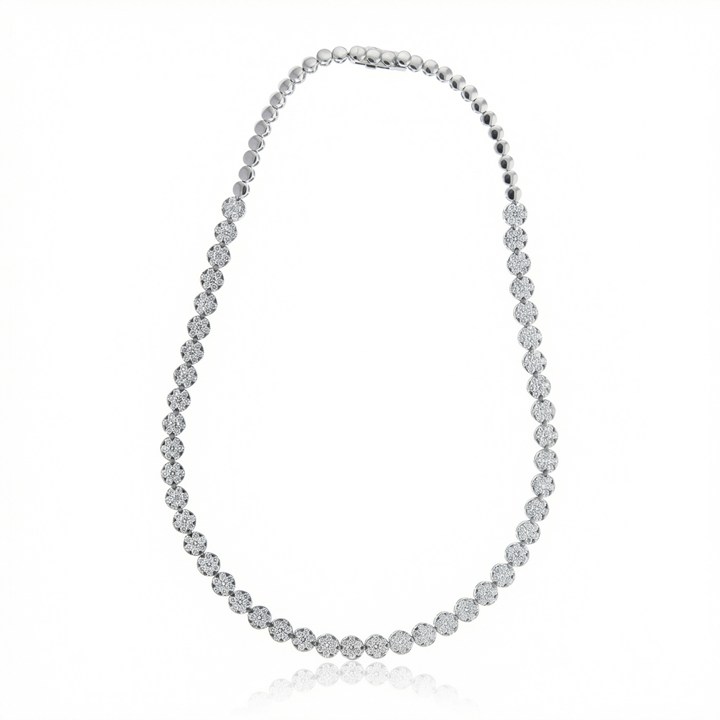 Colar Botão 6,35mm com 315 Diamantes 9,33ct em Ouro Branco 18k