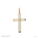 Cruz Chapa Detalhe Vazado 1,90g Ouro Amarelo 18k - Coleção Crucifixos