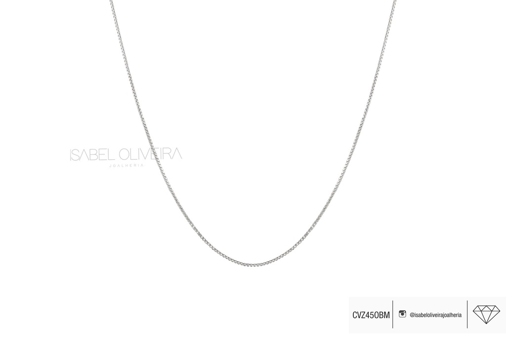 [071544] CVZ60OAM -Corrente Veneziana M 60cm 2,0 a 2,30g Ouro Amarelo com Ródio Branco 18k - Coleção Elos