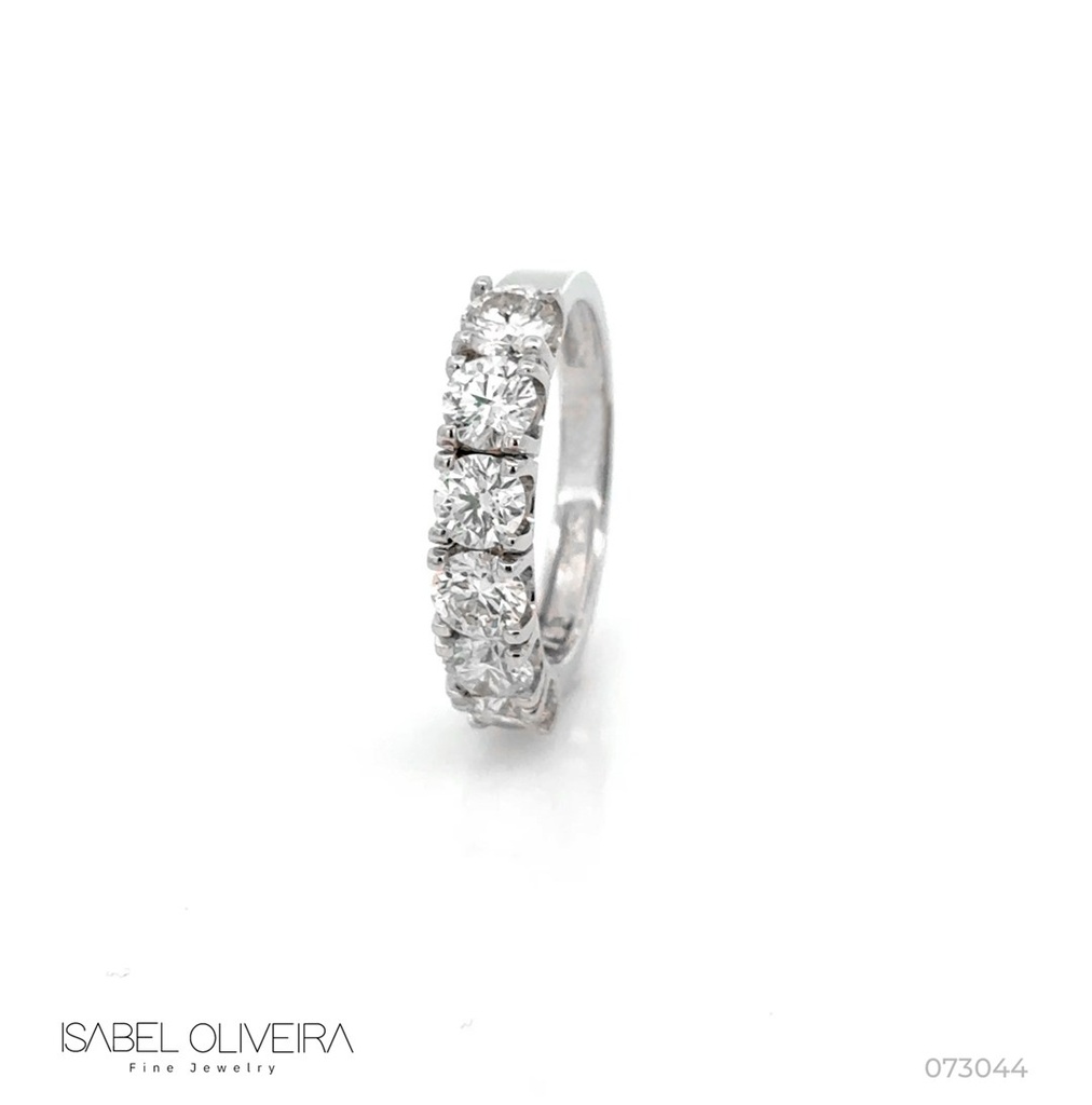 30-Meia Aliança 6 Brilhantes 1,93ct H VVS 4,67g Ouro Branco 18k - Coleção Soulmates