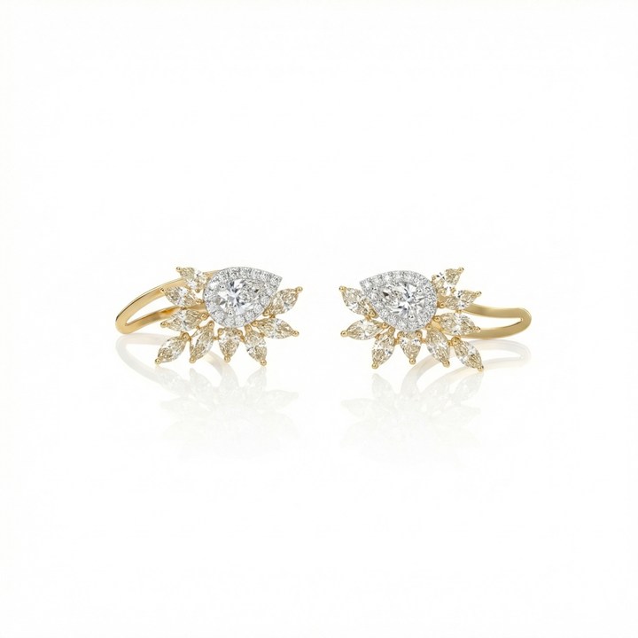 Earcuff 20 Diamantes Fancy 3,72ct 32 Brilhantes 0,26ct 5,84g Ouro Amarelo e Branco 18k - Coleção Laisa
