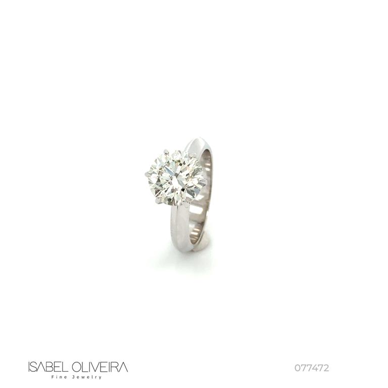 [077472] 300-Anel Solitário Brilhante 3,03ct H SI1 6,18g Ouro Branco 18k - EGL 1701805729 - Coleção Only You