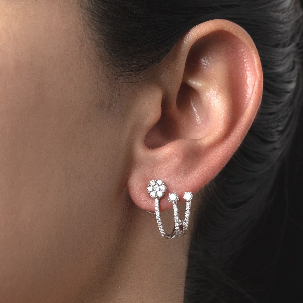 [073508] Earcuff Elos com Botao 106 Brilhantes 0,99CT 4,16G Ouro Branco 18K - Coleçao Botao