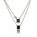 Escapulário 1 Ônix Retangular Cruz 11 Brilhantes Negros 0,06ct 44cm 3,84g Ouro Branco 18k com Ródio Negro - Coleção Escapulário Premium