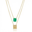 Escapulário Esmeralda Colombiana 2,72ct Cruz 14 Brilhantes 0,15ct 4,82 g VS1 4,82g Ouro Amarelo 18k - Coleção Escapulário Premium