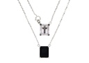 Escapulario Infantil 1 Onix Retangular Cruz 11 Brilhantes Negros 0,06CT 3,50G Ouro Branco 18K - Cleçao Escapulario Premium