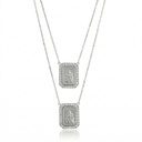 Escapulário Retangular Sagrado Coração de Jesus e Nossa Sra Carmo 56 Brilhantes 0,65ct I SI1 7,20g Ouro Branco 18k - Coleção Escapulário Premium