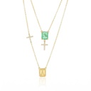 Escapulário Sagrado Coração de Jesus e Nossa Sra Carmo Esmeralda Colombiana Octogonal 2,46ct 22 Brilhantes 0,37ct H VS2 6,26g Ouro Amarelo 18k - Coleção Escapulário Premium