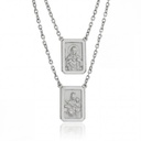 ESCDU60BG-Escapulário Face Dupla Retangular 15x22mm Sagrado Coração de Jesus e Nossa Sra Carmo Corrente Cartier 60cm 13,60g Ouro Branco 18k - Coleção Escapulário