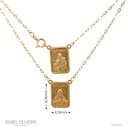 ESCSI48AP-Escapulário Infantil Face Simples Retangular 9x12mm Sagrado Coração de Jesus e Nossa Sra Carmo Corrente Cartier 48cm 1,90g a 2,00g Ouro Amarelo 18k - Coleção Escapulário